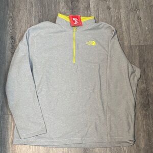 The North Face Light Gray Pullover with Yellow Trim size XL